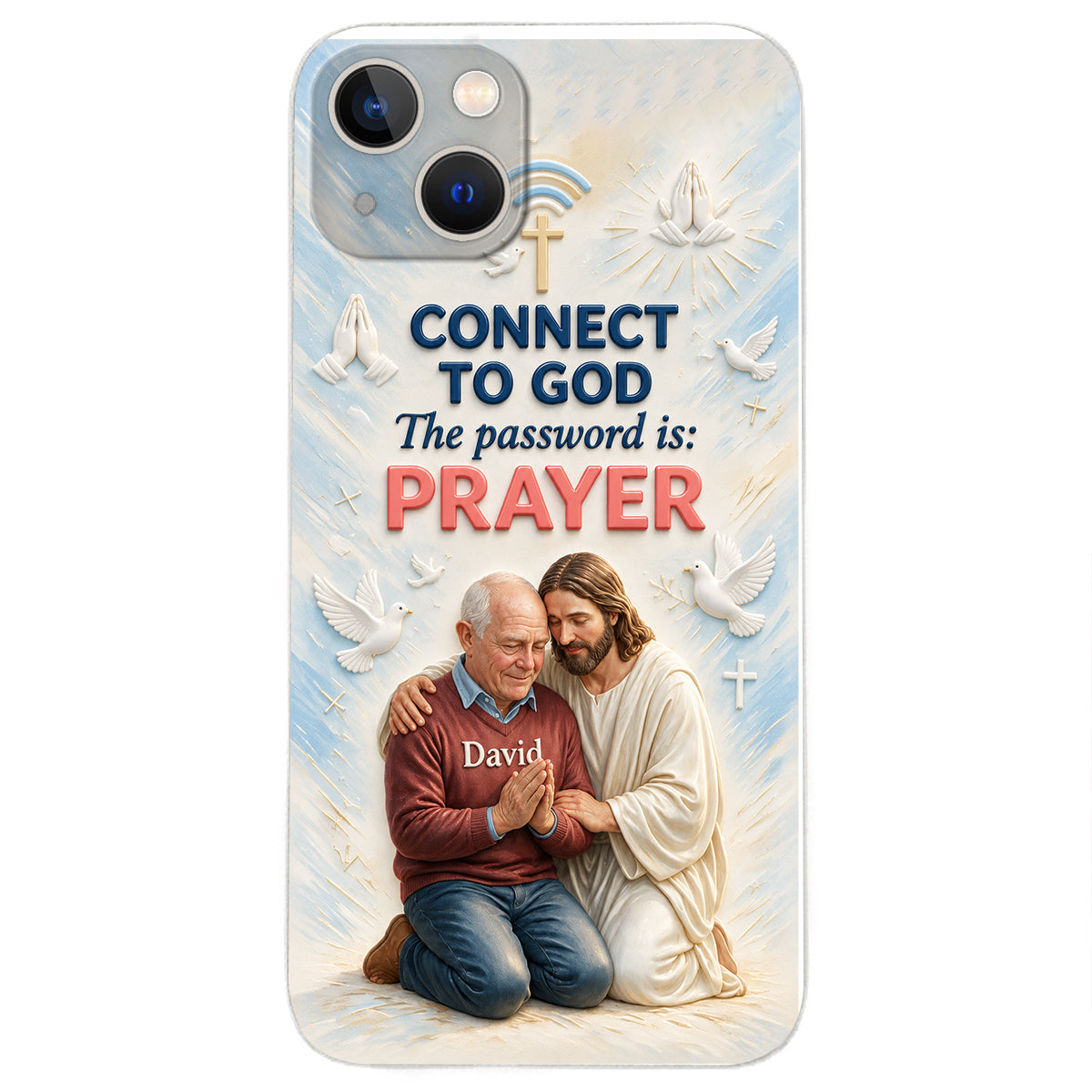 Connect To God - Personalized Christian 3D Embossed Leather Phone Case