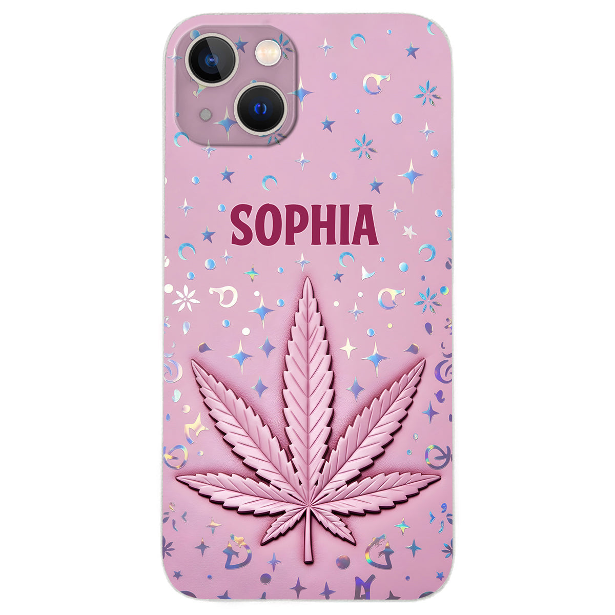 Stoner Chick – Personalisierte Handyhülle aus Leder mit Weed-Motiv
