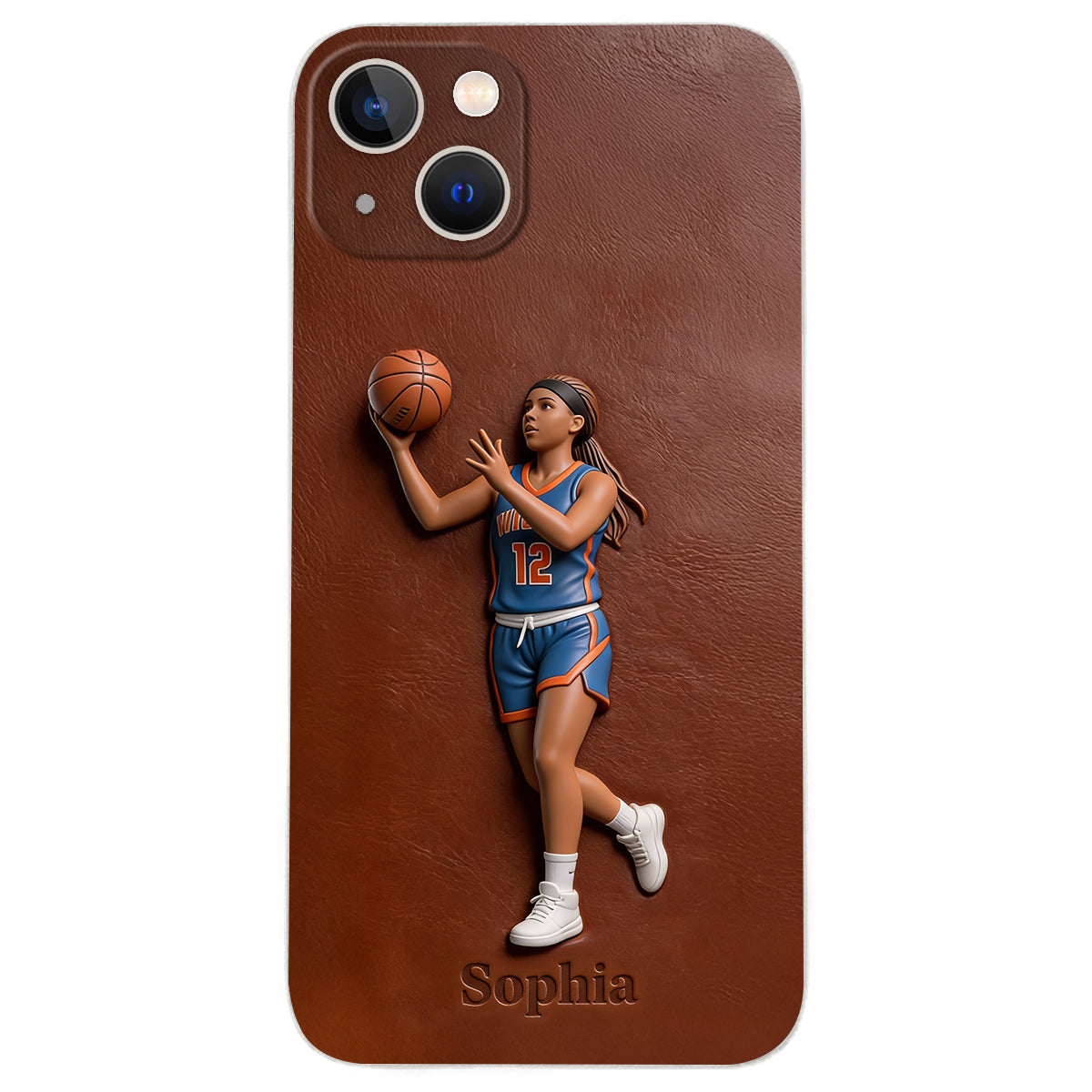 Liebe zum Basketball – Personalisierte Basketball-Handyhülle aus Leder