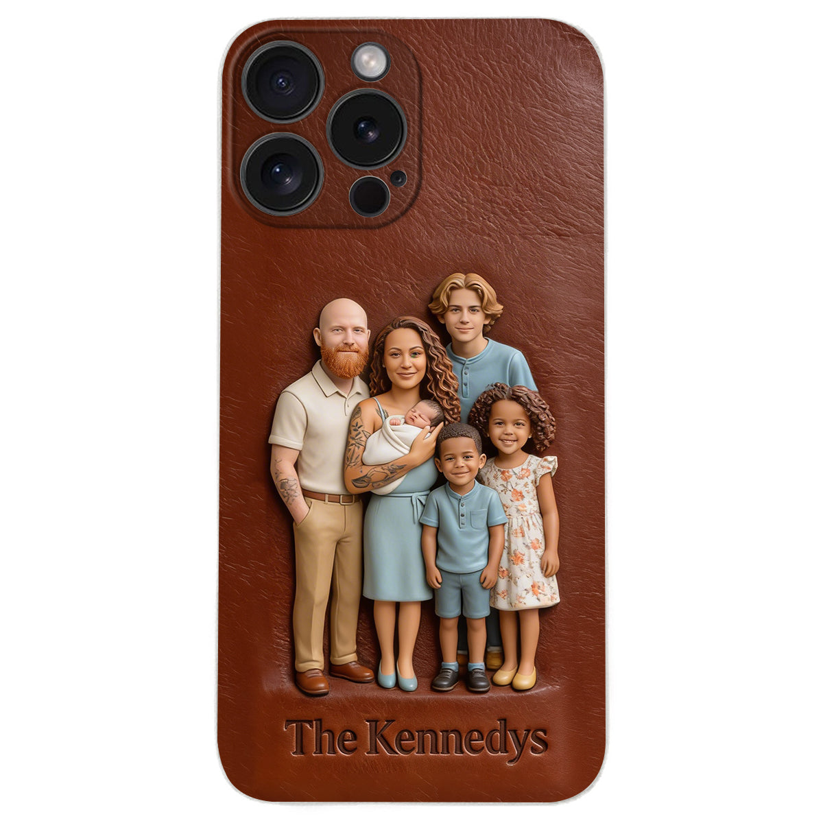 Étui de téléphone en cuir personnalisé avec n'importe quelle photo - Étui de téléphone familial personnalisé