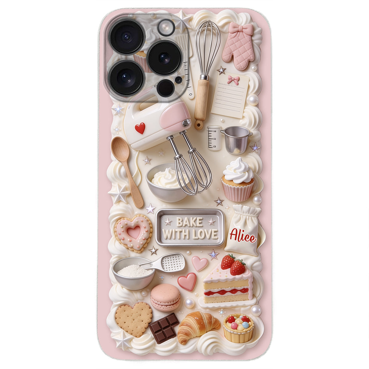 Bake With Love - Personalized Baking 3D Embossed Leather Phone Case