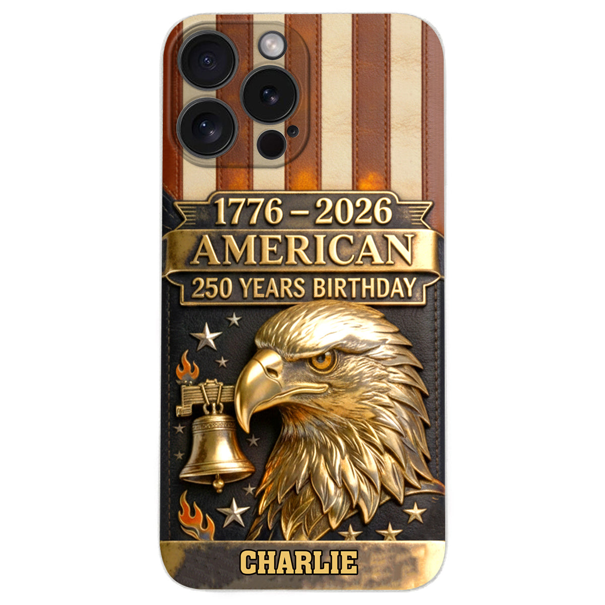 250th Anniversary - Personalized Bald Eagle Leather Phone Case