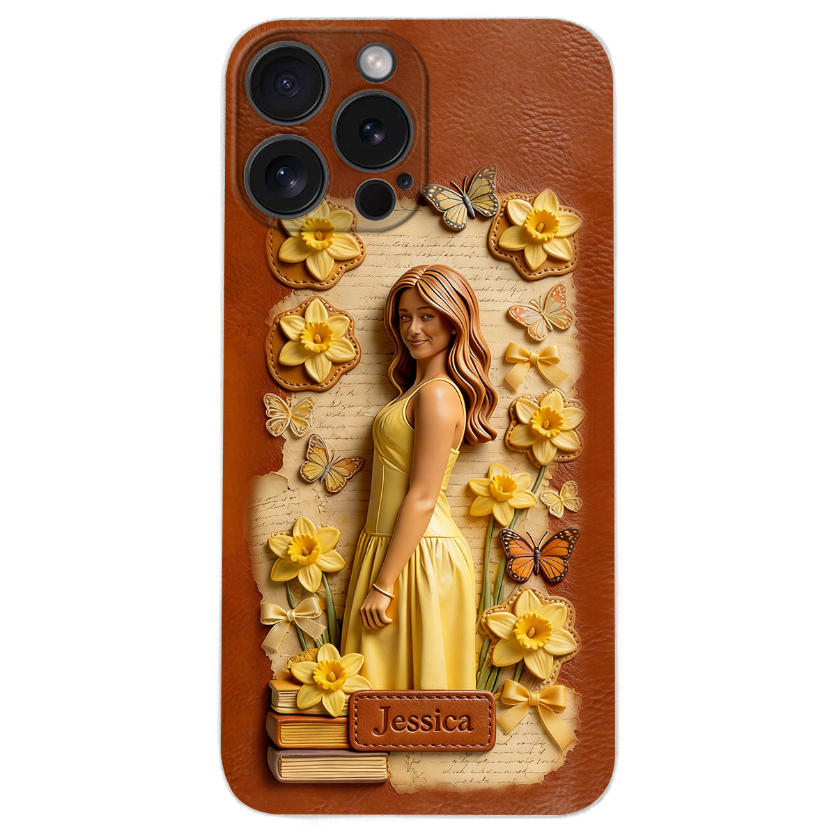 Custom Any Photo Unique Birth Flower - Personalized Self Love Leather Phone Case