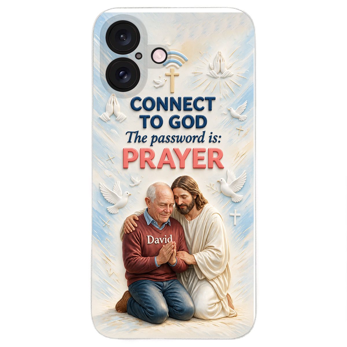 Connect To God - Personalized Christian 3D Embossed Leather Phone Case