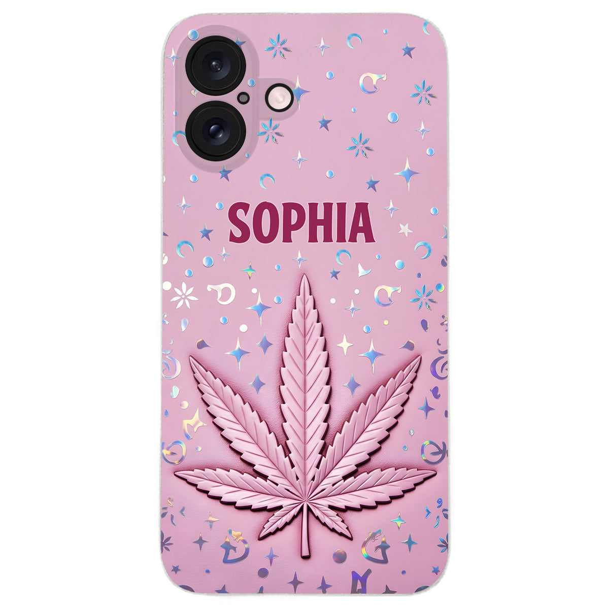 Stoner Chick – Personalisierte Handyhülle aus Leder mit Weed-Motiv
