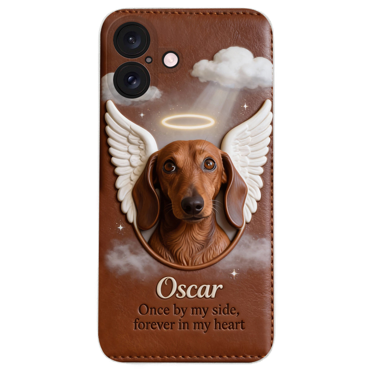 Once By My Side - Personalized Dog Leather Phone Case
