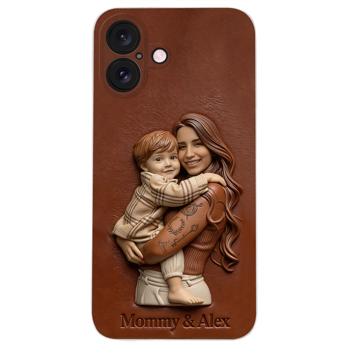 Étui de téléphone en cuir personnalisé avec photo pour maman ou grand-mère