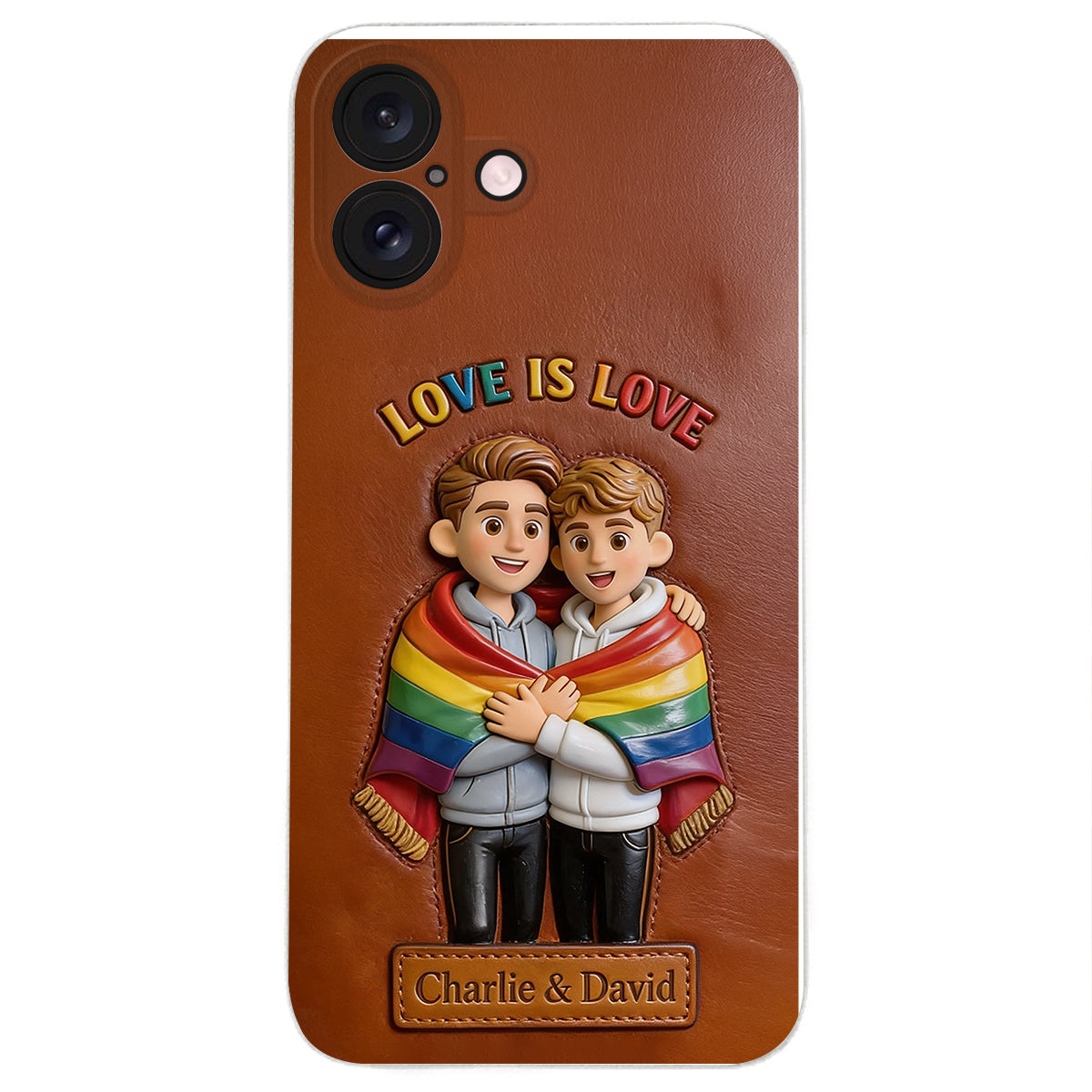 L'amour est l'amour - Coque de téléphone en cuir embossé 3D personnalisée LGBT