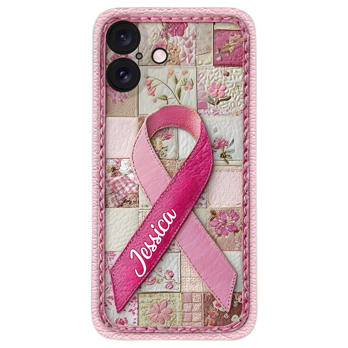 Breast Cancer Awareness - Personalized Breast Cancer Awareness Leather Phone Case