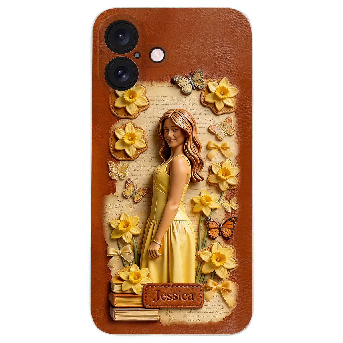 Custom Any Photo Unique Birth Flower - Personalized Self Love Leather Phone Case