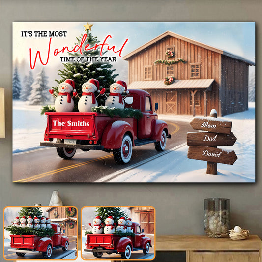 Rustic Christmas Family - Personalized Family Canvas And Poster