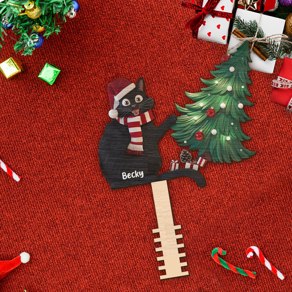Naughty Black Cat - Personalized Black Cat Tree Topper