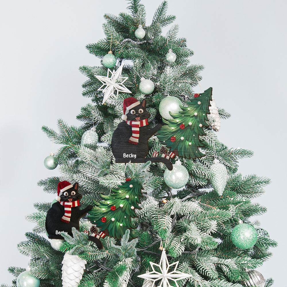 Naughty Black Cat - Personalized Black Cat Tree Topper