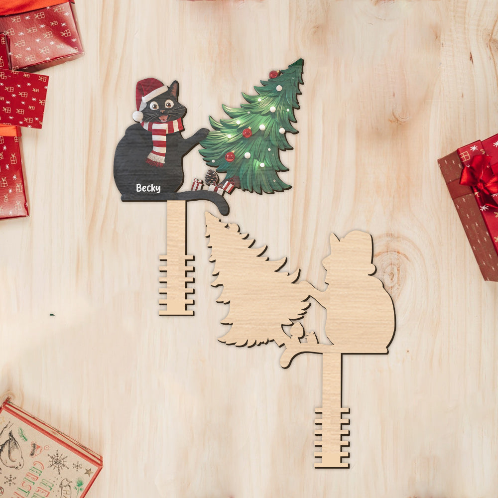 Naughty Black Cat - Personalized Black Cat Tree Topper