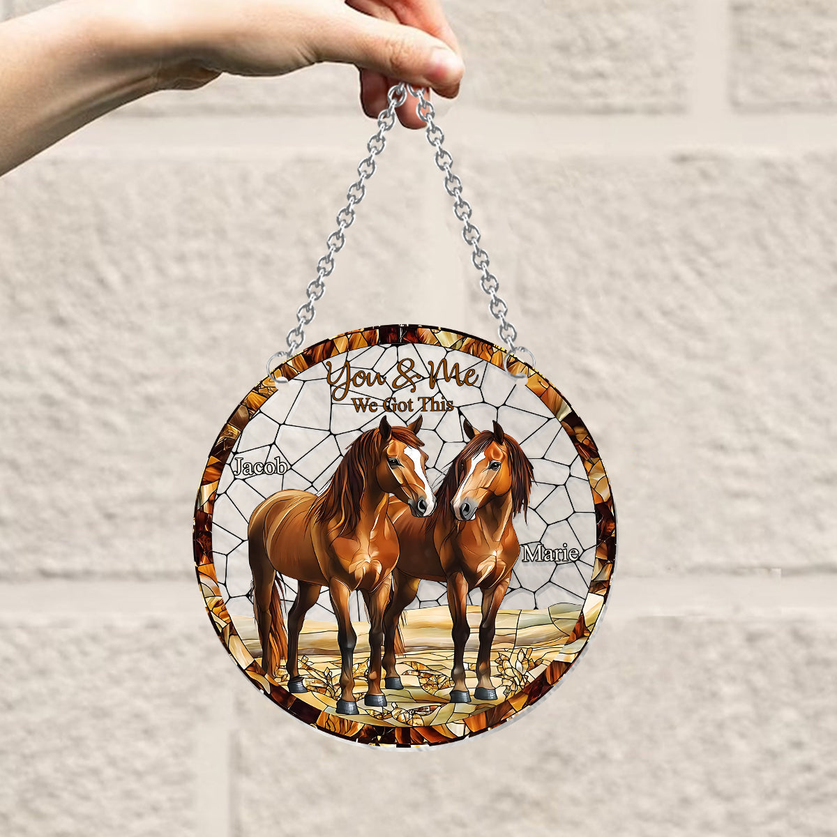 Horse Couple - Personalized Horse Window Hanging Suncatcher Ornament