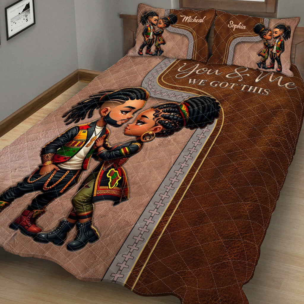 Tu es mon roi et je suis ta reine - Ensemble de courtepointe afro-américaine personnalisée