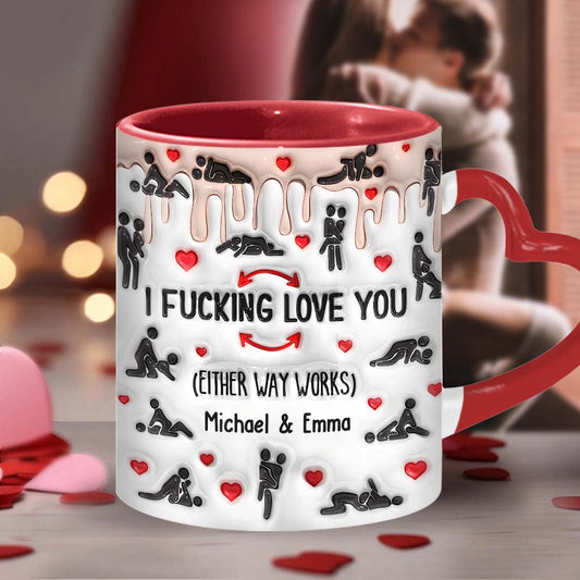 I Love You - Personalized Couple Heart Handle Mug