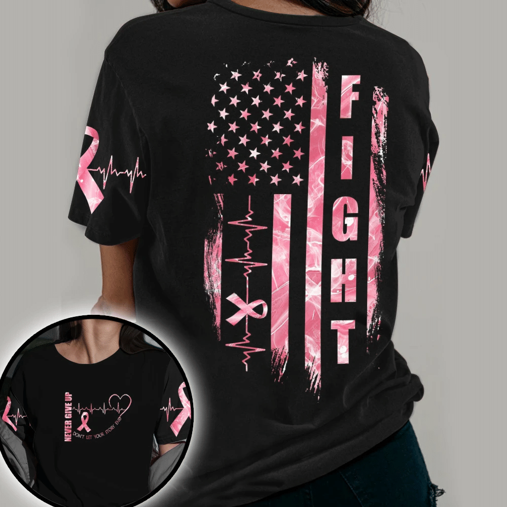 Never Give Up - Breast Cancer Awareness All Over T-shirt and Hoodie 0822