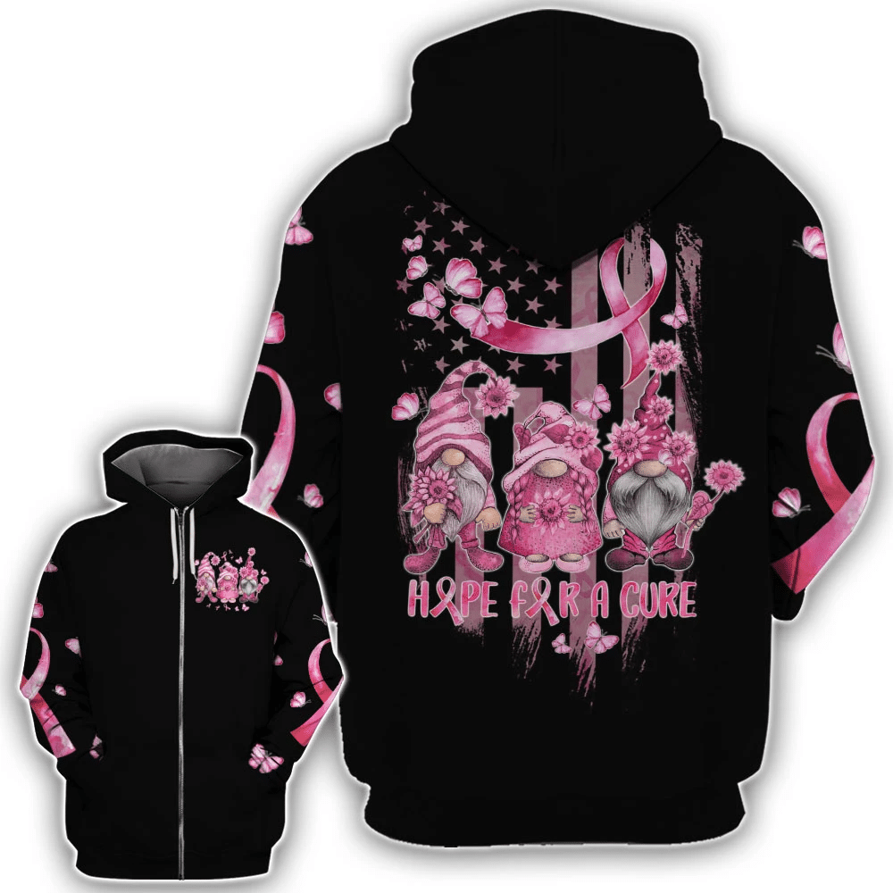 Hope For A Cure Gnomes - Breast Cancer Awareness All Over T-shirt and Hoodie 0822