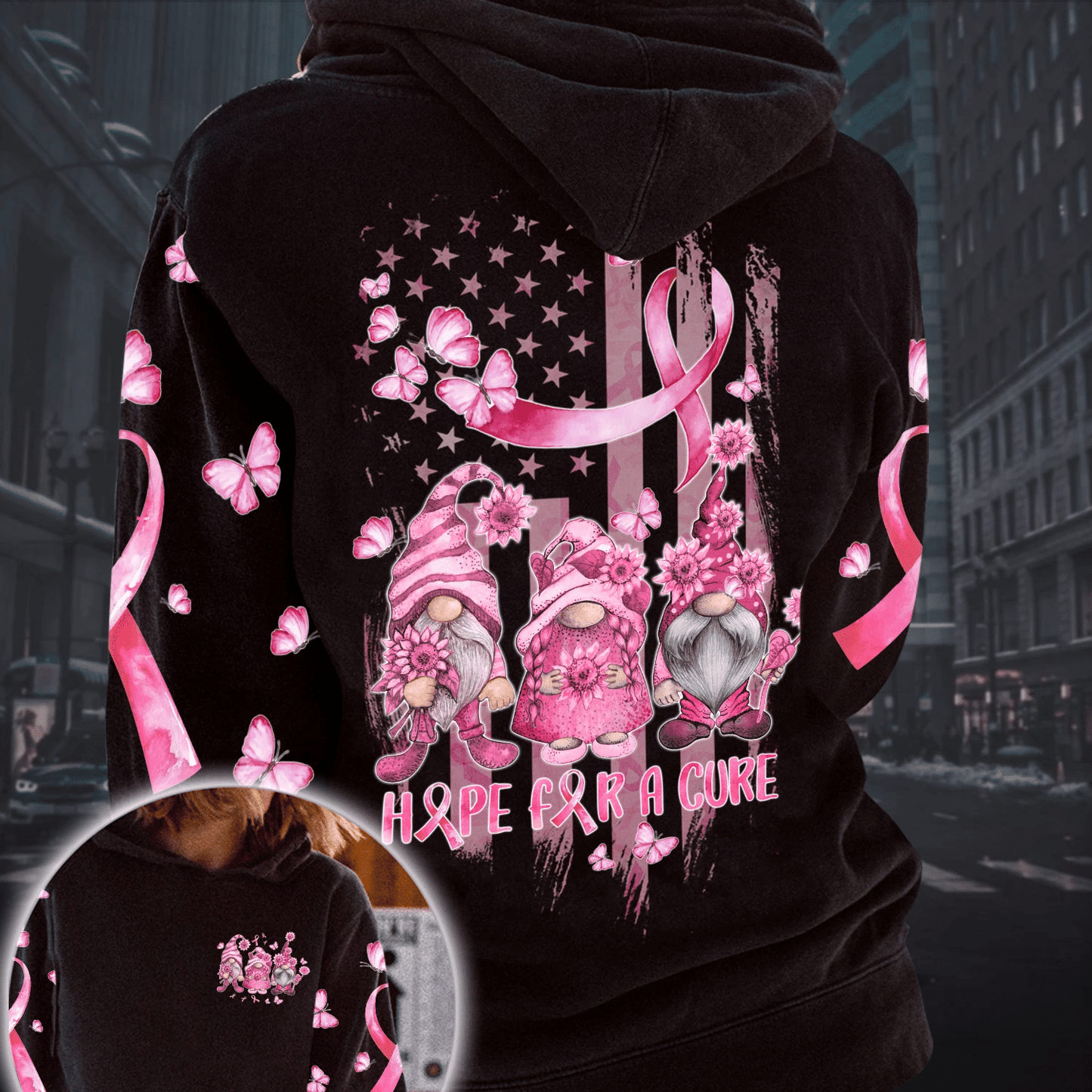 Hope For A Cure Gnomes - Breast Cancer Awareness All Over T-shirt and Hoodie 0822