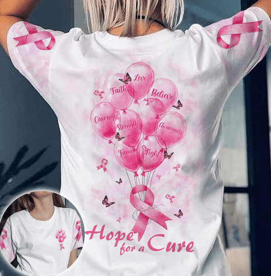 Hope For A Cure Breast Cancer - Breast Cancer Awareness All Over T-shirt and Hoodie 0822