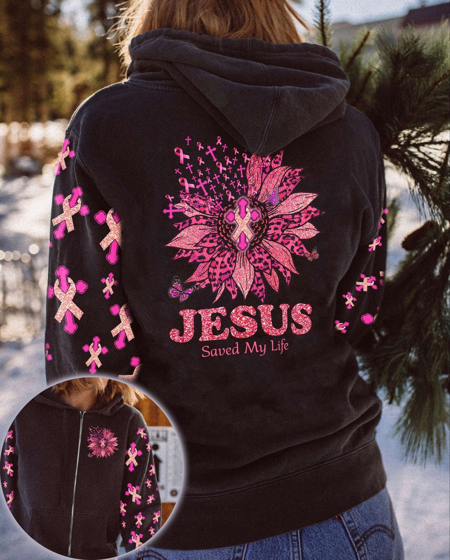 Leopard Sunflower Breast Cancer Faith - Breast Cancer Awareness All Over T-shirt and Hoodie 0822