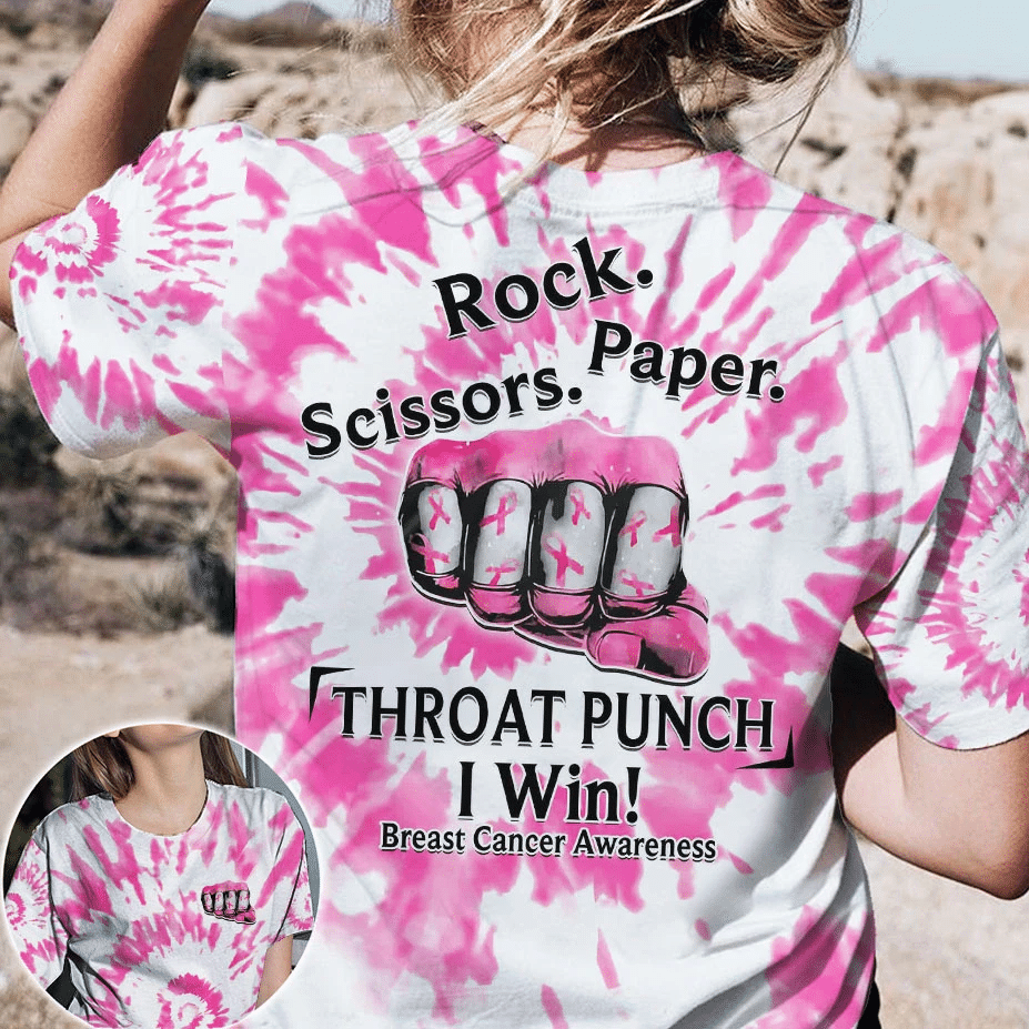 Throat Punch I Win Breast Cancer - Brustkrebs-Aufklärungs-T-Shirt und Hoodie 0822