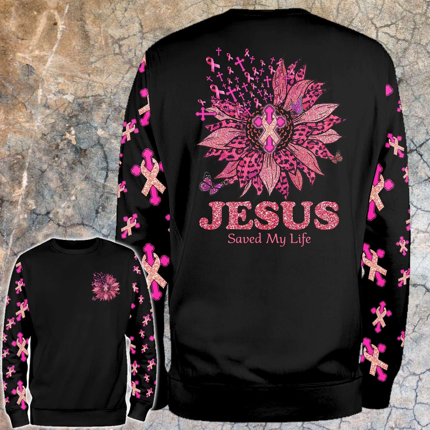 Leopard Sunflower Breast Cancer Faith - Breast Cancer Awareness All Over T-shirt and Hoodie 0822