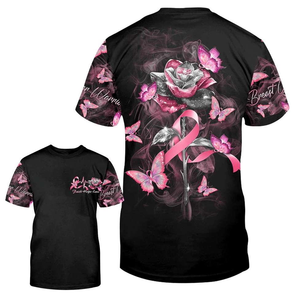 Glaube, Hoffnung, Liebe, Rosen – T-Shirt und Hoodie zur Sensibilisierung für Brustkrebs (0822)