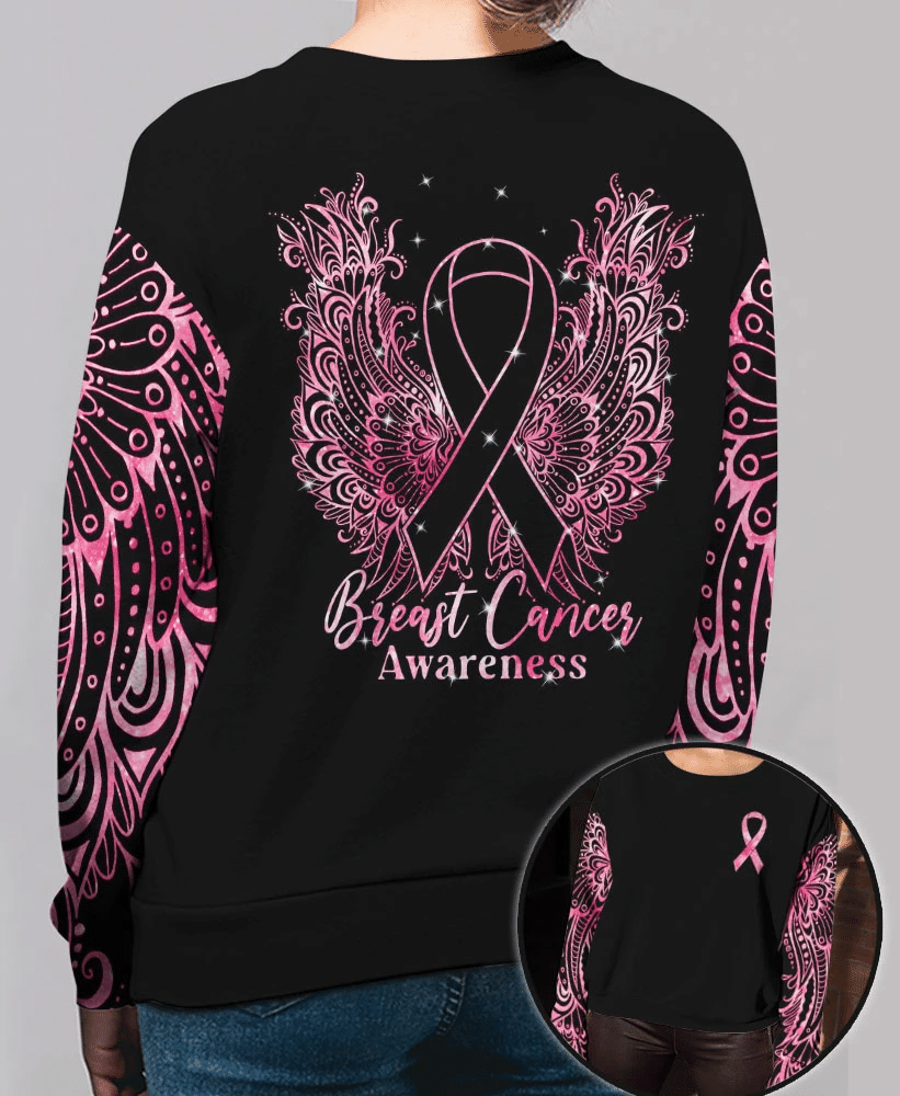 Mandala Breast Cancer Wings - Breast Cancer Awareness All Over T-shirt and Hoodie 0822