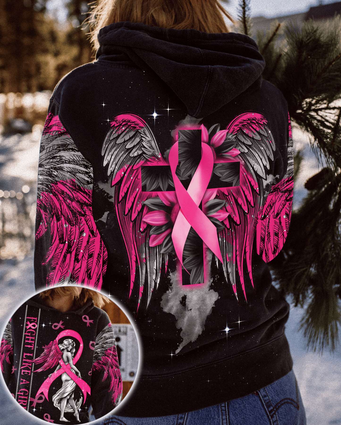 Kämpfe wie ein Mädchen gegen Brustkrebs – T-Shirt und Hoodie zur Sensibilisierung für Brustkrebs 0822