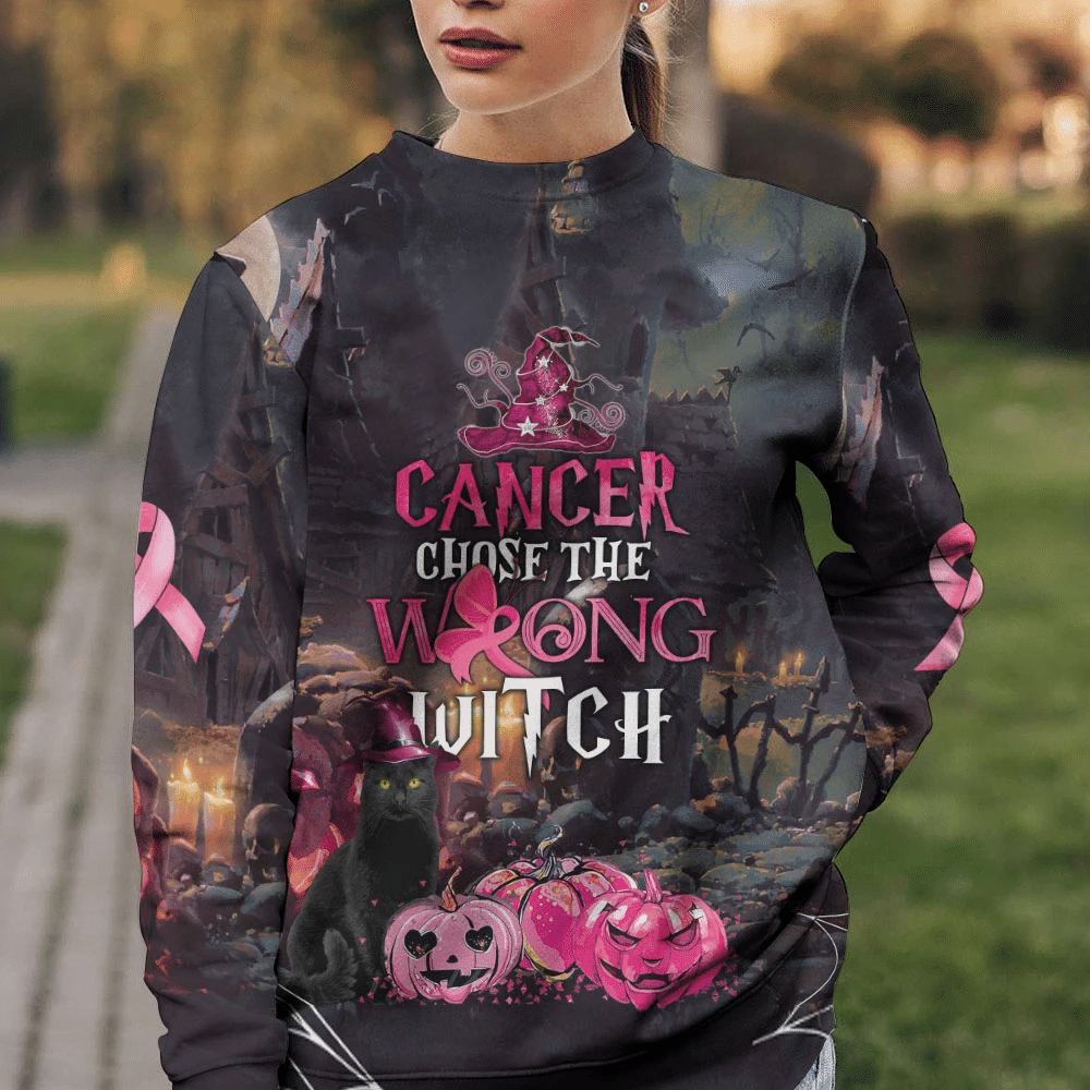 Le cancer du sein a choisi la mauvaise sorcière - T-shirt et sweat à capuche de sensibilisation au cancer du sein 0822