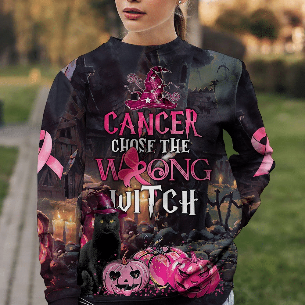 Le cancer du sein a choisi la mauvaise sorcière - T-shirt et sweat à capuche de sensibilisation au cancer du sein 0822