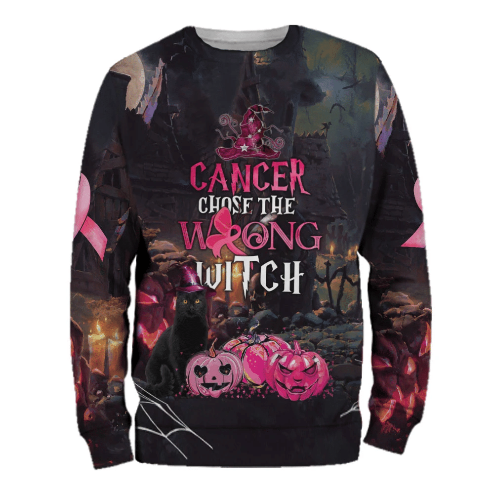 Le cancer du sein a choisi la mauvaise sorcière - T-shirt et sweat à capuche de sensibilisation au cancer du sein 0822