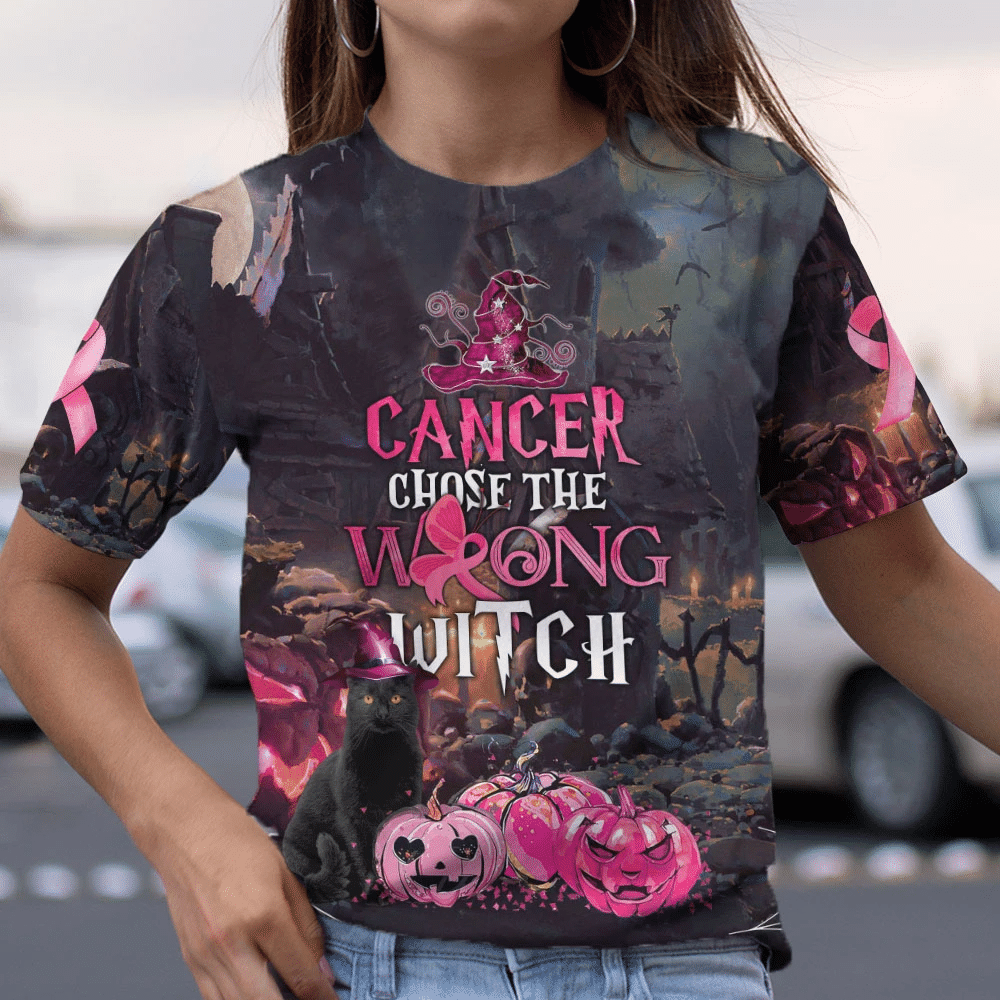 Le cancer du sein a choisi la mauvaise sorcière - T-shirt et sweat à capuche de sensibilisation au cancer du sein 0822