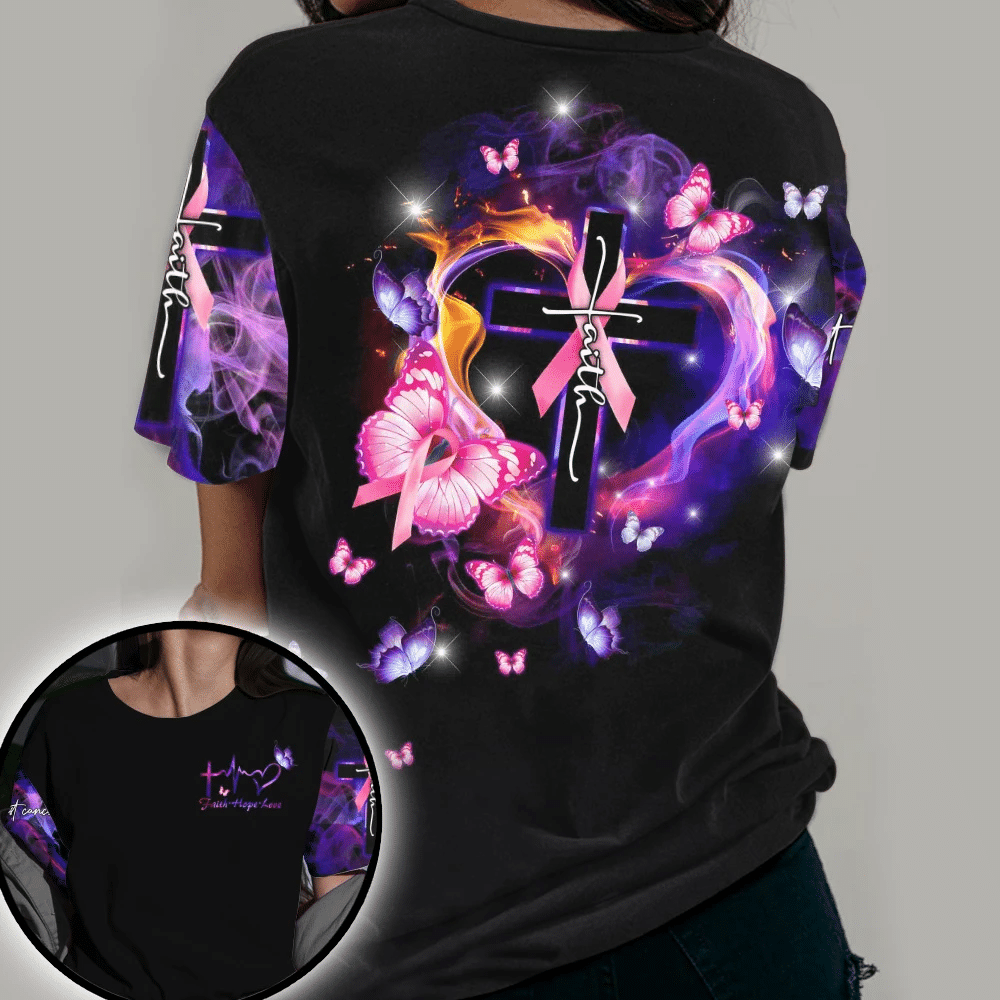 Butterfly Faith - Breast Cancer Awareness All Over T-shirt and Hoodie 0822