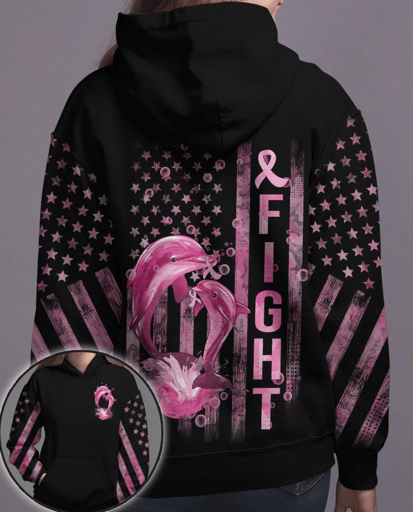 Fight Dolphin Flag – T-Shirt und Hoodie zur Sensibilisierung für Brustkrebs 0822