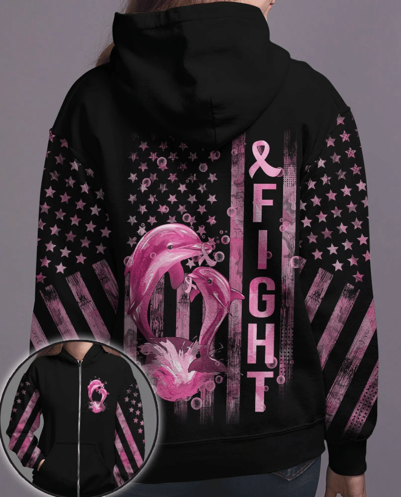 Fight Dolphin Flag – T-Shirt und Hoodie zur Sensibilisierung für Brustkrebs 0822