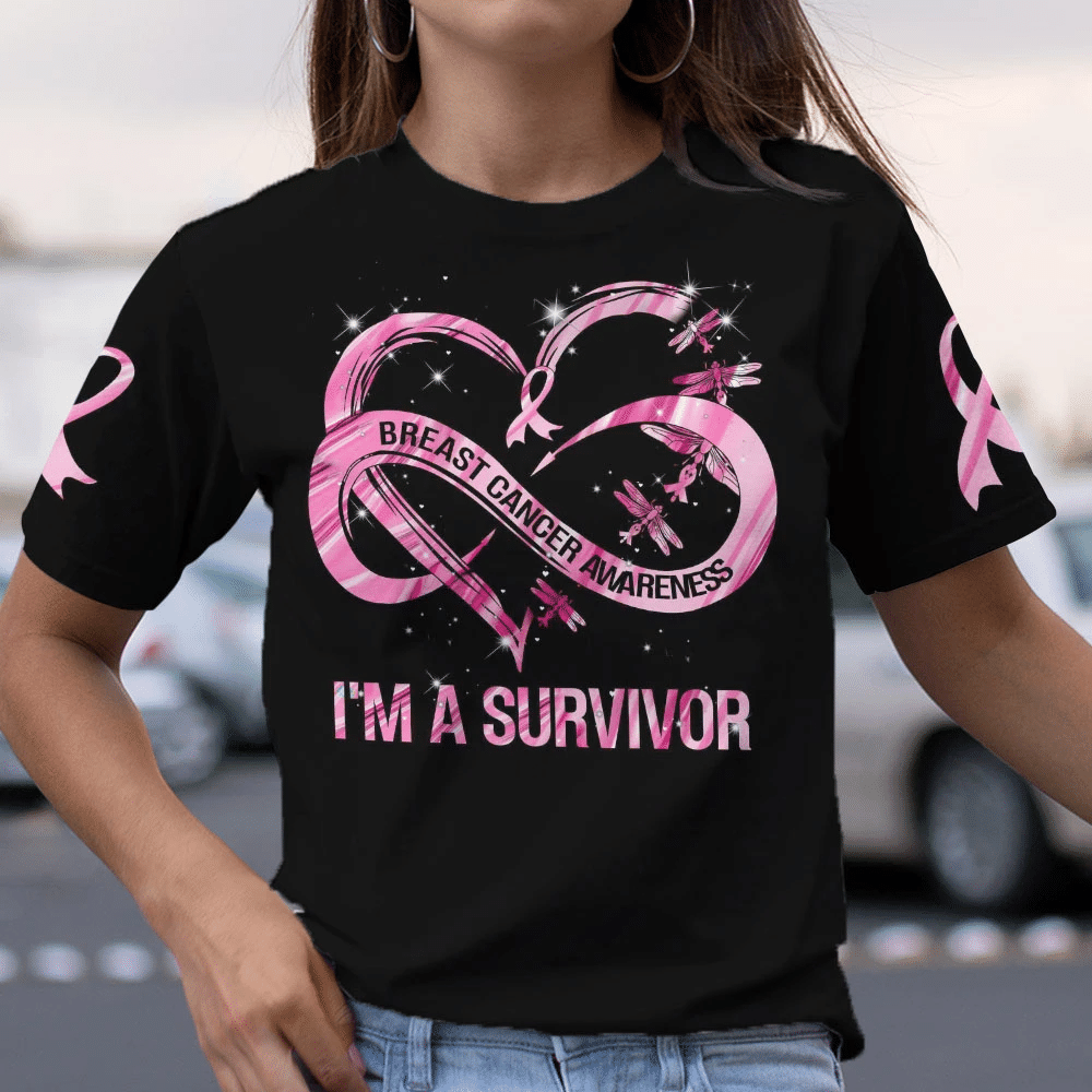 I Am A Survivor - Breast Cancer Awareness All Over T-shirt and Hoodie 0822