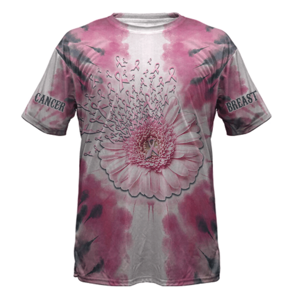 Rubans roses marguerite - T-shirt et sweat à capuche imprimés sur toute la surface pour la sensibilisation au cancer du sein 0822