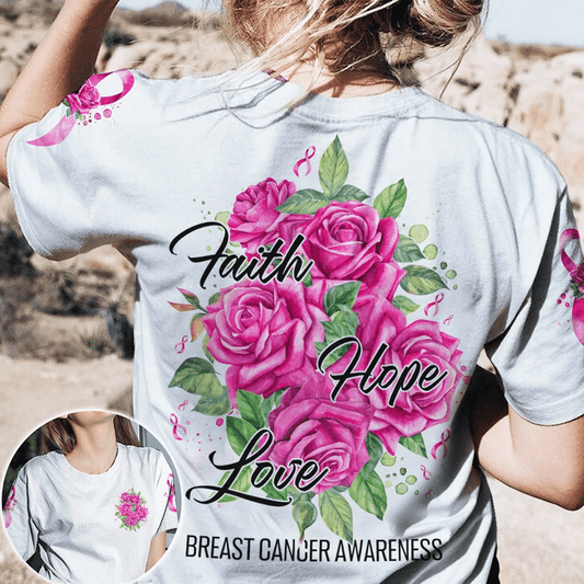 Roses Faith Hope Love - Breast Cancer Awareness All Over T-shirt and Hoodie 0822