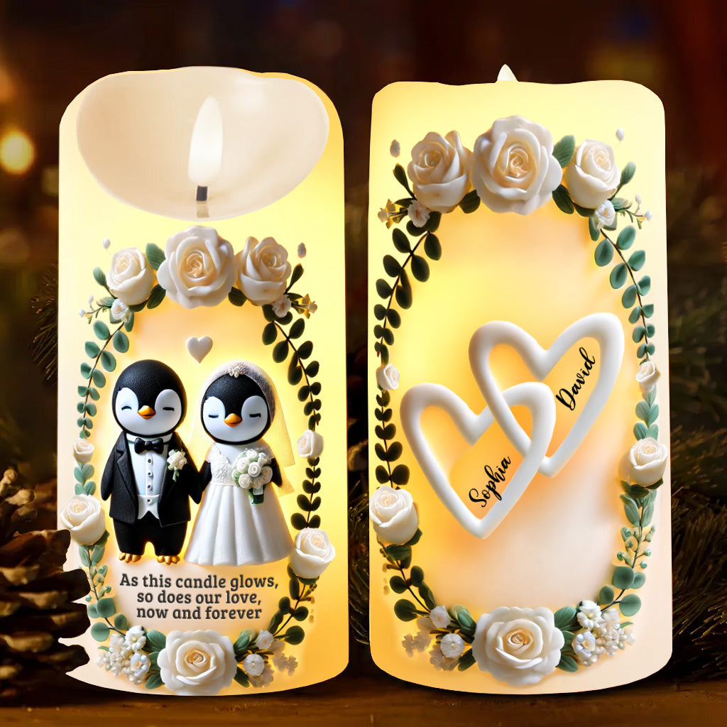 As This Candle Glows, So Does Our Love, Now And Forever - Personalized Couple Flameless Candle