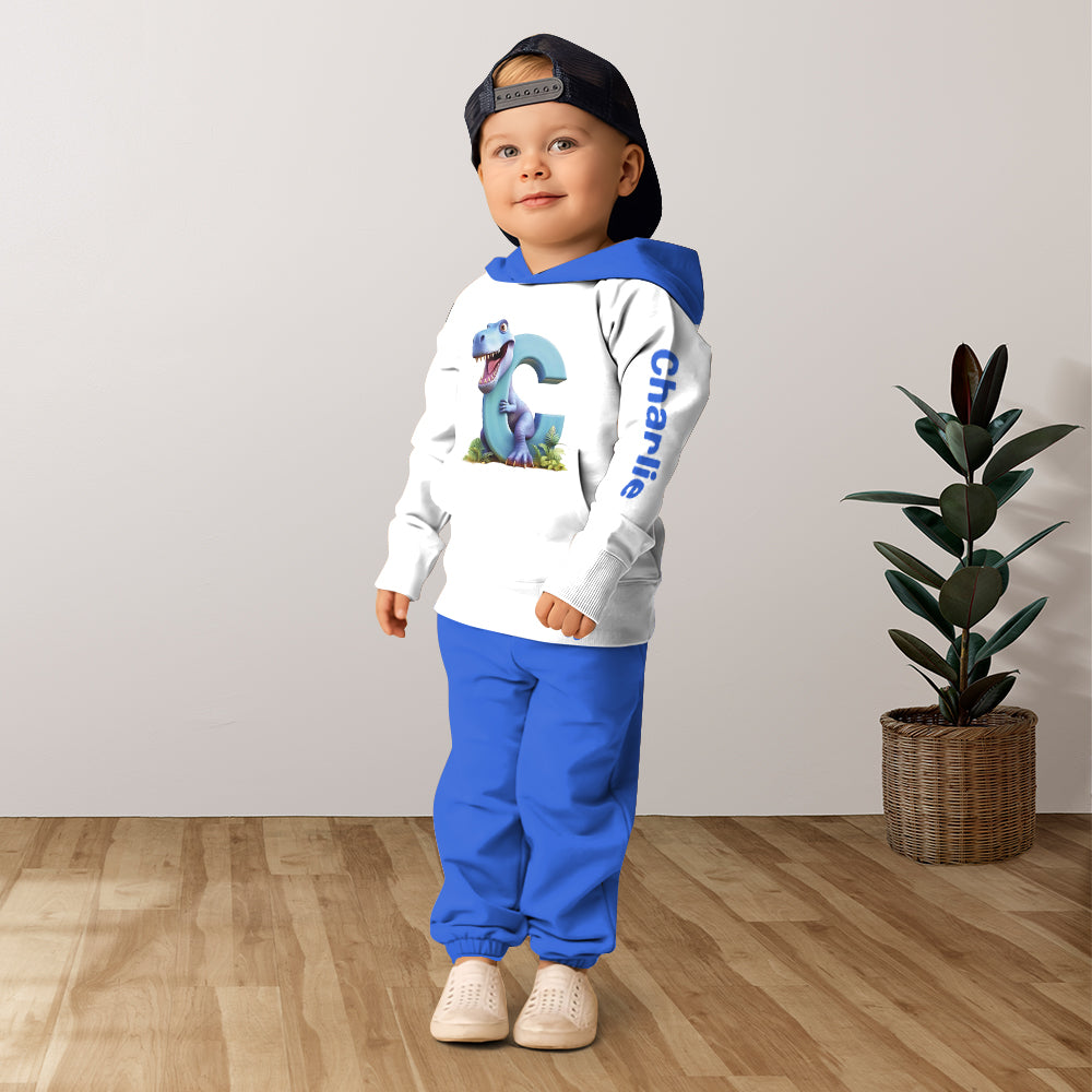 Dinosaur Letter Alphabet - Personalized Kid Hoodie & Kid Jogger Sweatpants