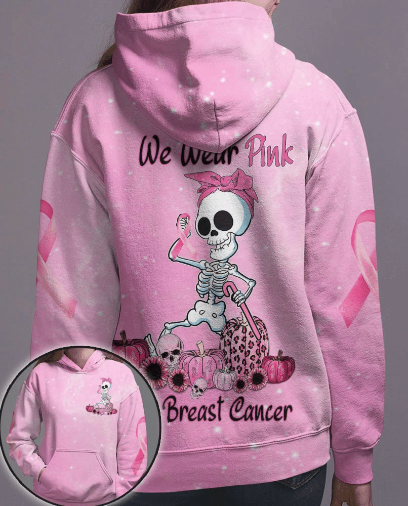 Wir tragen Pink zur Sensibilisierung für Brustkrebs – T-Shirt und Hoodie mit Allover-Motiv zur Sensibilisierung für Brustkrebs 0822
