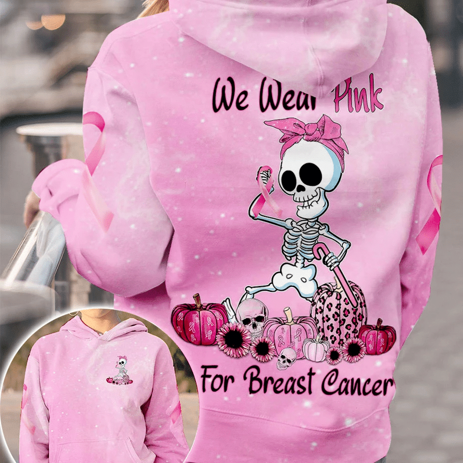 Wir tragen Pink zur Sensibilisierung für Brustkrebs – T-Shirt und Hoodie mit Allover-Motiv zur Sensibilisierung für Brustkrebs 0822