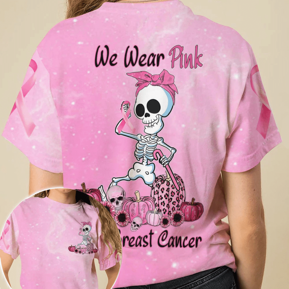 Wir tragen Pink zur Sensibilisierung für Brustkrebs – T-Shirt und Hoodie mit Allover-Motiv zur Sensibilisierung für Brustkrebs 0822