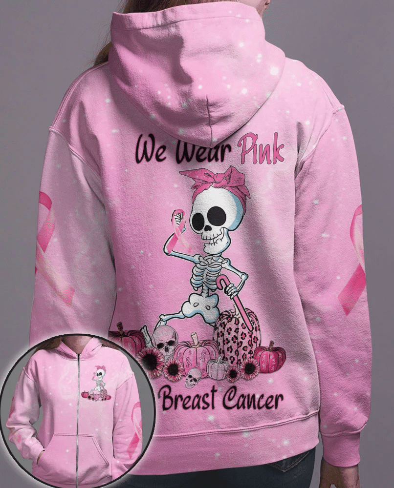 Wir tragen Pink zur Sensibilisierung für Brustkrebs – T-Shirt und Hoodie mit Allover-Motiv zur Sensibilisierung für Brustkrebs 0822