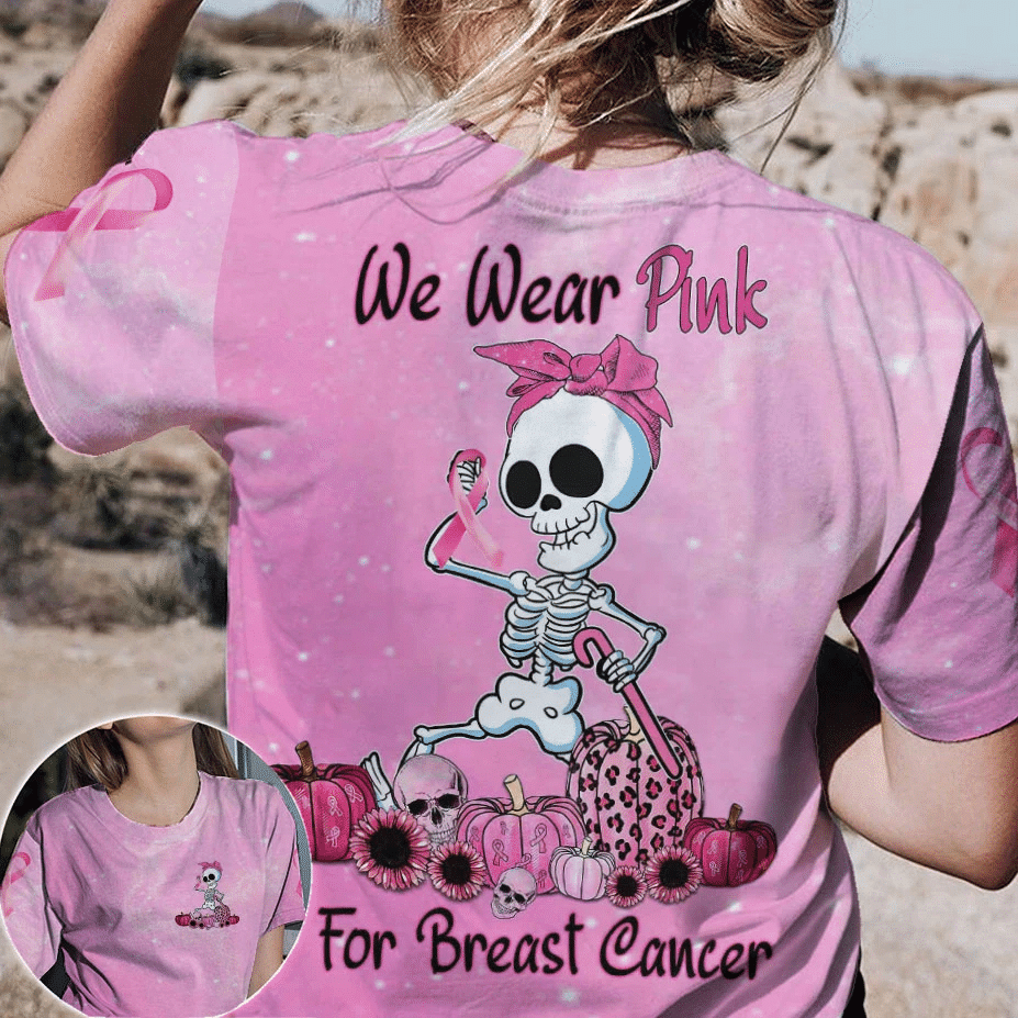 Wir tragen Pink zur Sensibilisierung für Brustkrebs – T-Shirt und Hoodie mit Allover-Motiv zur Sensibilisierung für Brustkrebs 0822