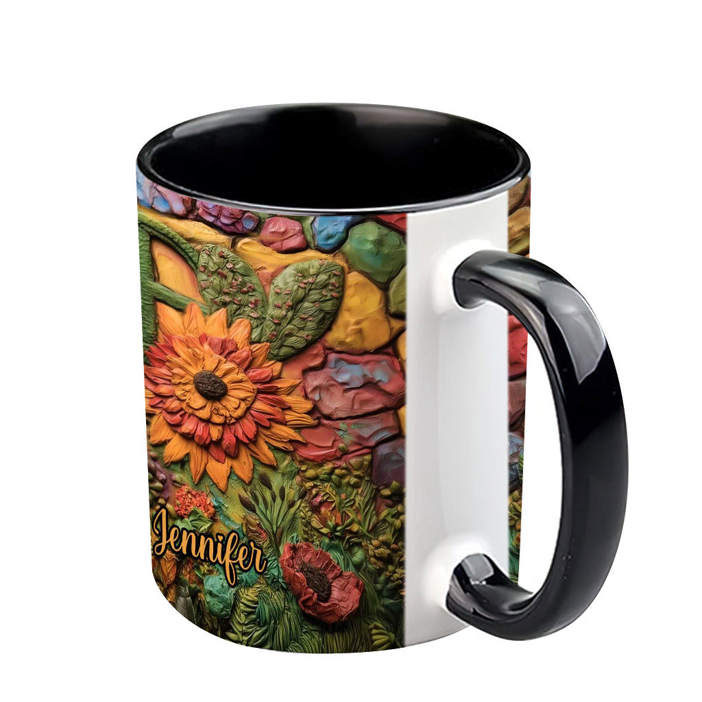 Hippie Girl Hippie Soul Peace Love - Personalized Hippie Accent Mug