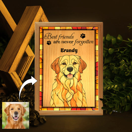 Beste Freunde werden nie vergessen – Personalisierter Hunde-Bilderrahmen mit Leuchtkasten